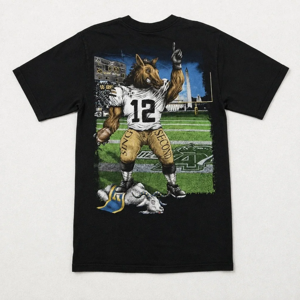 2011 Army Navy Game T-Shirt Hanes Beefy-T Men's S Black Double Sided NCAA